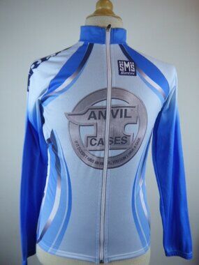 Santini blue cycling jersey jacket long sleeve cycling L sponsor anvil